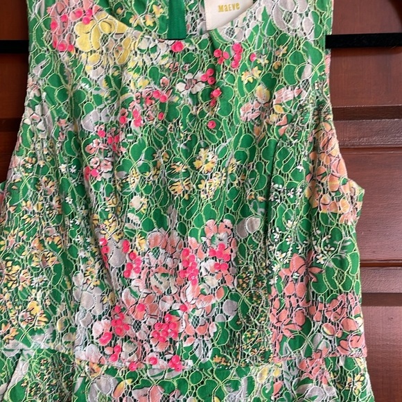 ANTHROPOLOGIE MAEVE Floral Green AND PINK SEQUIN VERBENA Dress (2) - Picture 5 of 10